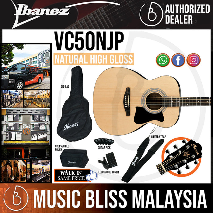 Ibanez VC50NJP Acoustic Guitar Jampack - Natural High Gloss (VC50NJP-NT) *Price Match Promotion* - Music Bliss Malaysia