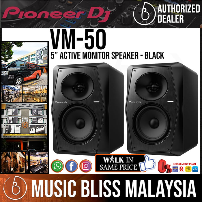 Pioneer DJ VM-50 2-Way Active Studio Monitor, Black - Pair (VM50 / VM 50) - Music Bliss Malaysia