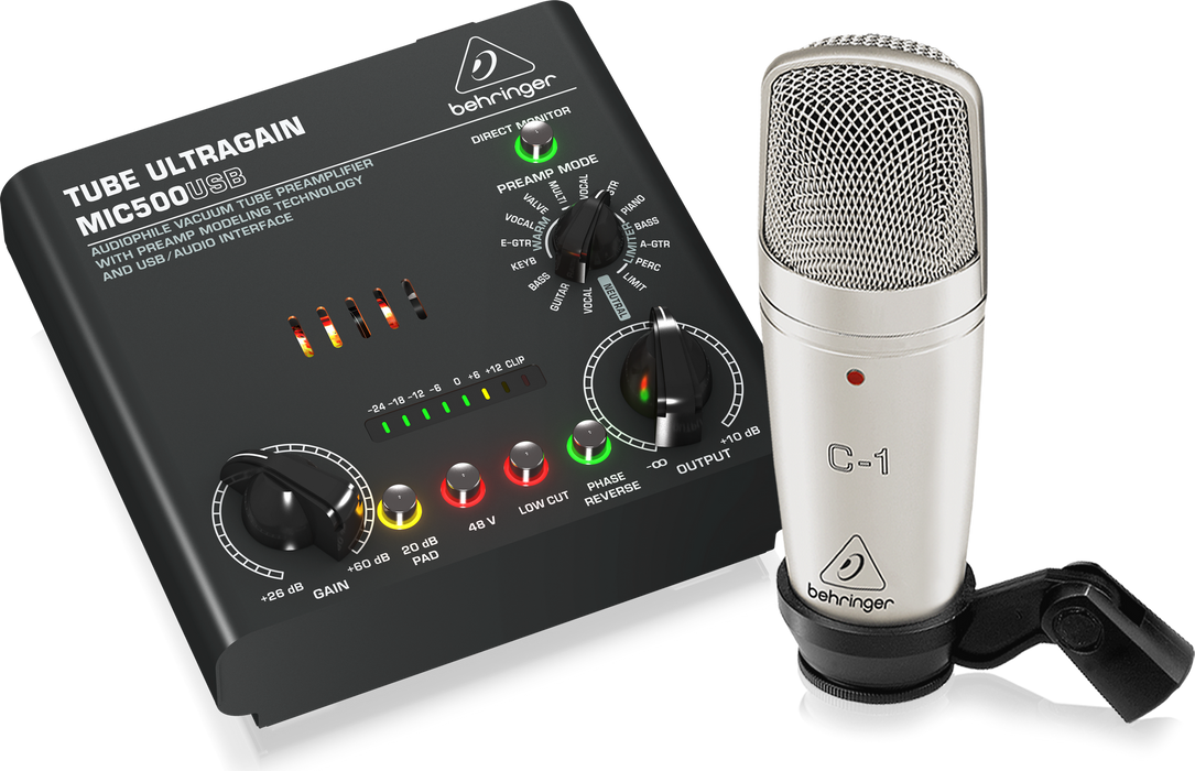 Behringer Voice Studio Recording Bundle - Recording Bundle with Condenser Microphone and Tube Mic Preamp with USB Audio Interface - Music Bliss Malaysia