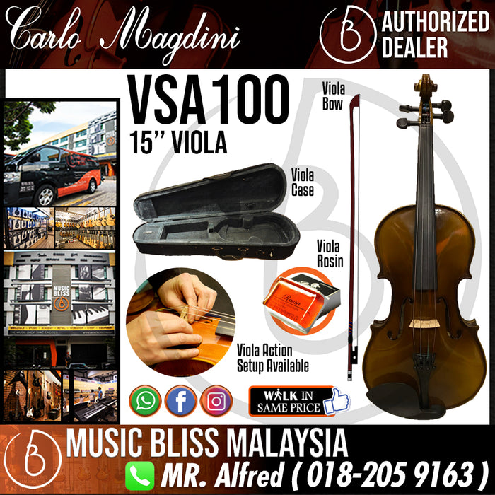 Carlo Magdini VSA100 15'' Viola with Case - Music Bliss Malaysia