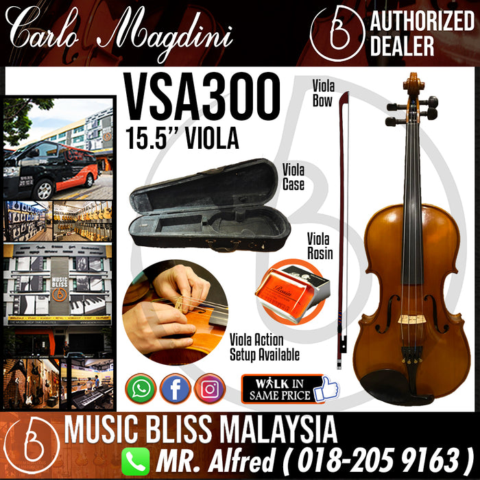 Carlo Magdini VSA300 15.5'' Viola with Case - Music Bliss Malaysia