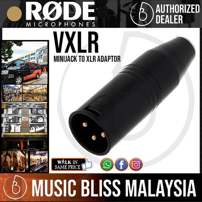 Rode VXLR 3.5mm to XLR Adapter (1/8" TRSF to XLRM Adapter) - Music Bliss Malaysia