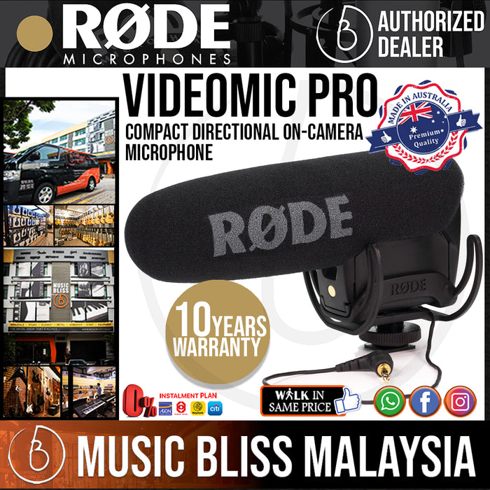Rode VideoMic Pro Microphone with Rycote Lyre Shockmount (VMPR) 10 Years Warranty [Made in Australia] *Everyday Low Prices Promotion* - Music Bliss Malaysia