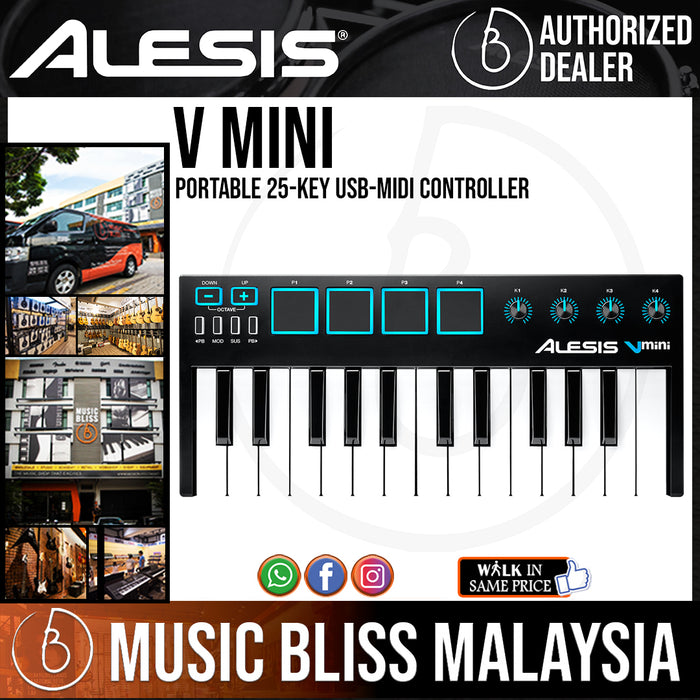 Alesis V Mini Portable 25-Key USB-MIDI Controller (Vmini) - Music Bliss Malaysia