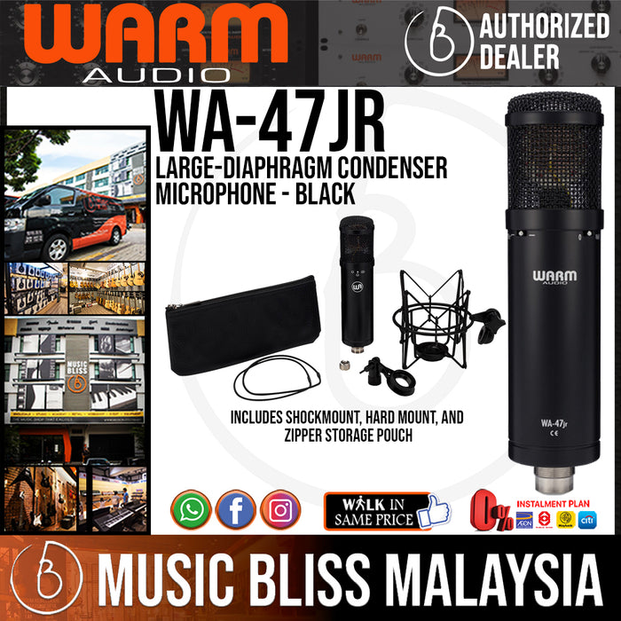 Warm Audio WA-47Jr Large-Diaphragm Condenser Microphone - Black (WA47Jr / WA47 Jr) - Music Bliss Malaysia