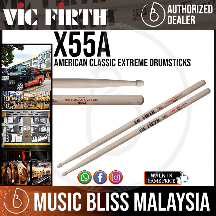 Vic Firth American Classic Extreme Drumsticks - Extreme 55A - Wood Tip - Music Bliss Malaysia