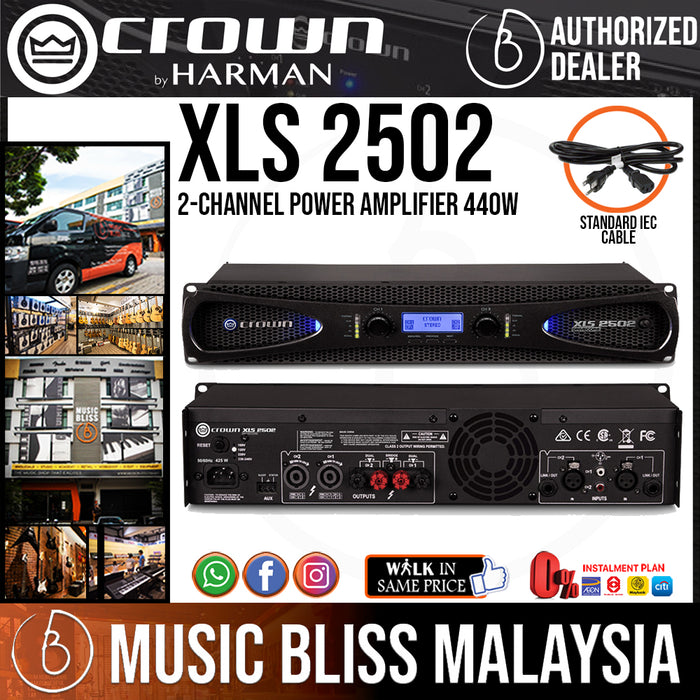 Crown XLS 2502 2-channel Power Amplifier, 440W @ 8Ω (XLS2502) *Everyday Low Prices Promotion* - Music Bliss Malaysia