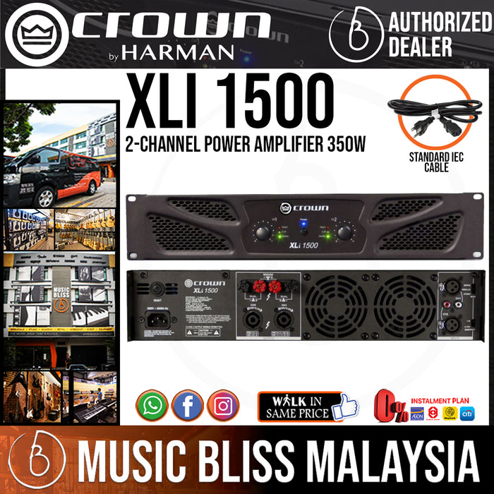 Crown XLi 1500 2-channel Power Amplifier, 350W @ 8Ω (XLi1500) *Crazy Sales Promotion* - Music Bliss Malaysia