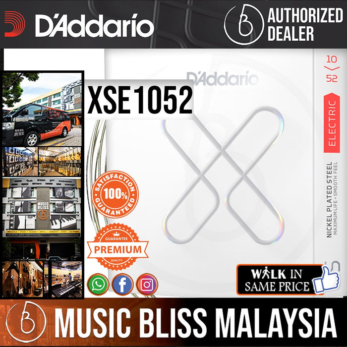 D'Addario XSE1052 Nickel-plated Steel-coated Electric Guitar Strings - .010-.052 Light Top/Heavy Bottom - Music Bliss Malaysia