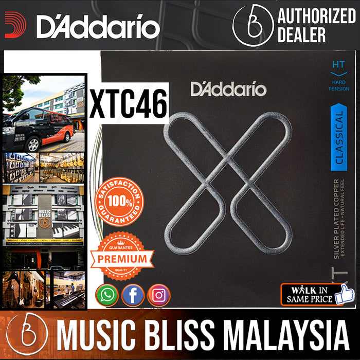 D'Addario XTC46 XT Classical Silver Plated Copper Classical Guitar Strings Hard Tension - Music Bliss Malaysia