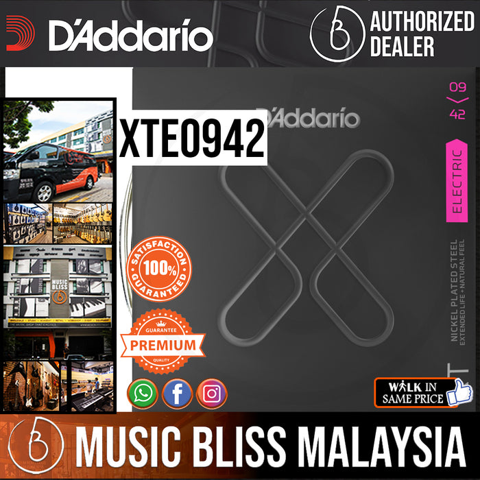 D'Addario XTE0942 XT Nickel Plated Steel Electric Guitar Strings -.009-.042 Super Light - Music Bliss Malaysia