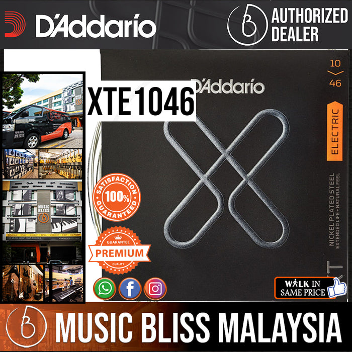 D'Addario XTE1046 XT Nickel Plated Steel Electric Guitar Strings -.010-.046 Regular Light - Music Bliss Malaysia