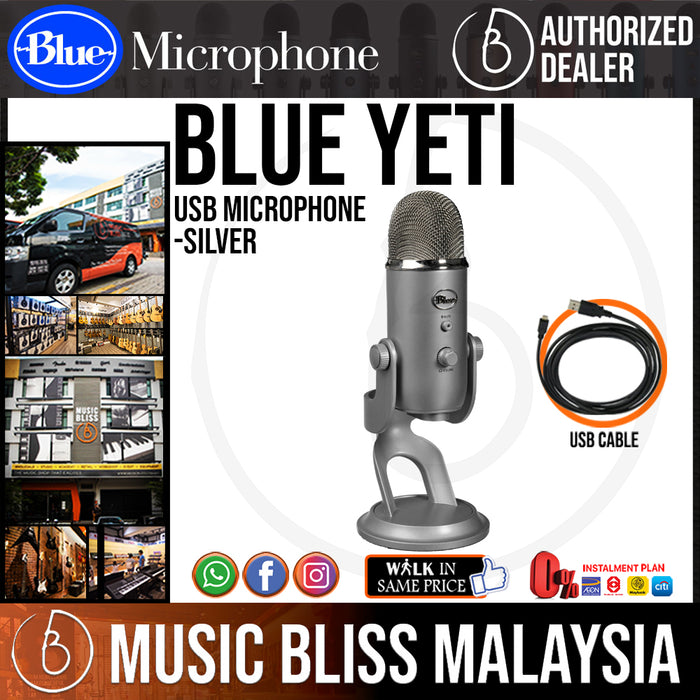 Blue Yeti USB Microphone (Silver) - Music Bliss Malaysia