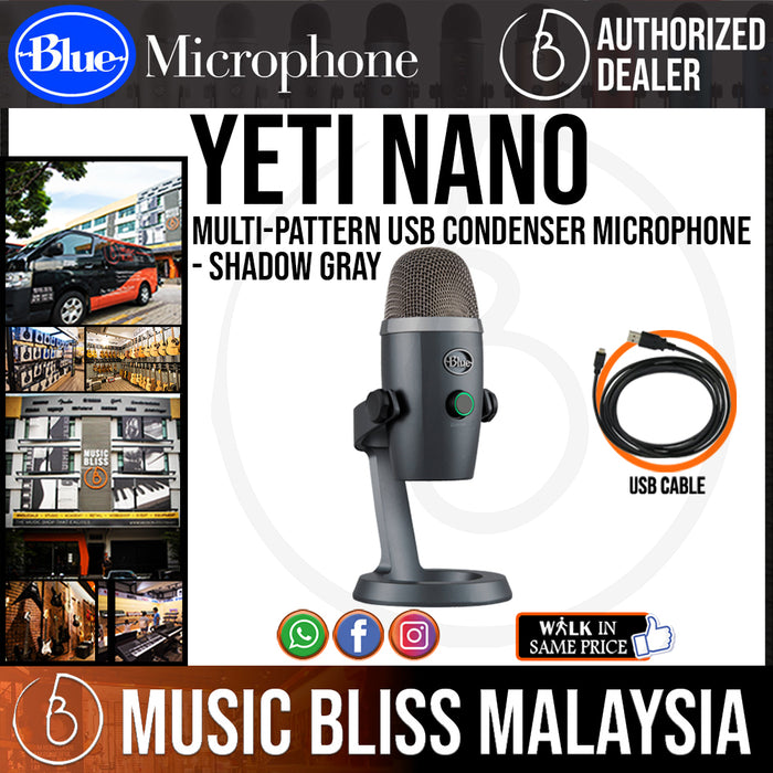 Blue Yeti Nano USB Condenser Microphone Shadow Gray Music Bliss