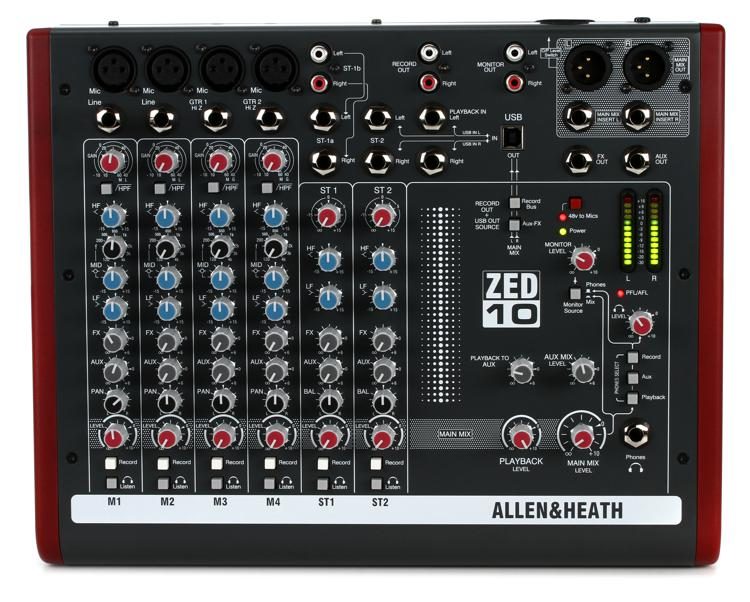 Allen & Heath ZED-10 Mixer with USB (ZED10) - Music Bliss Malaysia