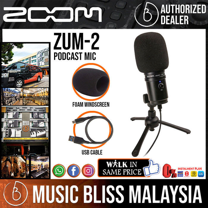 Zoom ZUM-2 Podcast Microphone - Music Bliss Malaysia