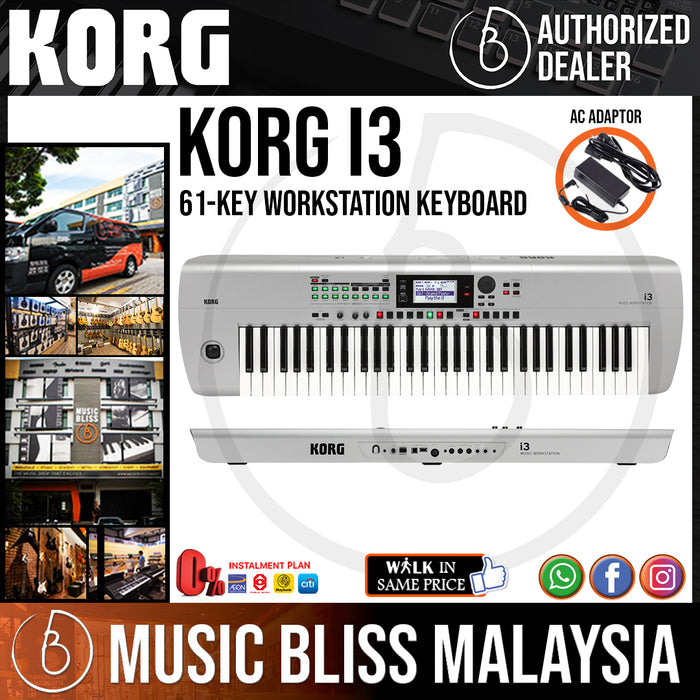 Korg i3 Workstation Keyboard - Matte Silver with 0% Instalment - Music Bliss Malaysia