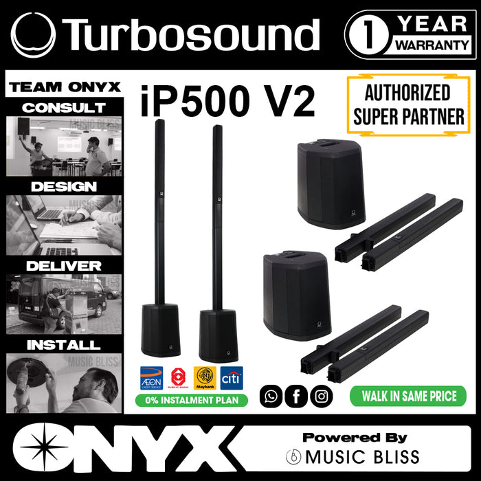 Turbosound iNSPIRE iP500 V2 600W 3-channel Portable Column PA System - Pair (iP500V2 / iP-500V2 / iP 500V2) - Music Bliss Malaysia
