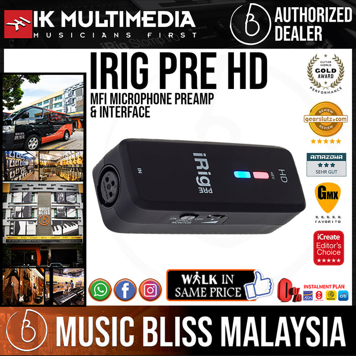 IK Multimedia iRig Pre HD Microphone Preamp and Interface - Music Bliss Malaysia