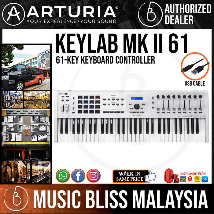 Arturia KeyLab 61 MkII 61-key Keyboard Controller - White - Music Bliss Malaysia
