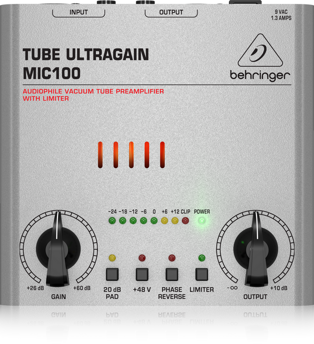 Behringer Tube Ultragain MIC100 Microphone Preamp (MIC-100 / MIC 100) - Music Bliss Malaysia