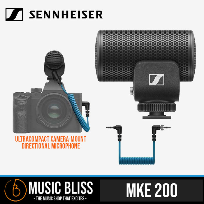 Sennheiser MKE 200 Ultracompact Camera-Mount Directional Microphone - Music Bliss Malaysia