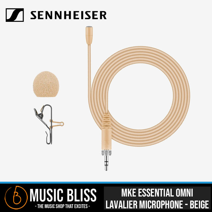Sennheiser MKE Essential Omni Lavalier Microphone - Beige - Music Bliss Malaysia