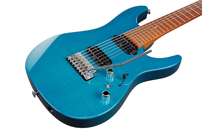 Ibanez Martin Miller Signature MM7 Electric Guitar - Transparent Aqua Blue - Music Bliss Malaysia