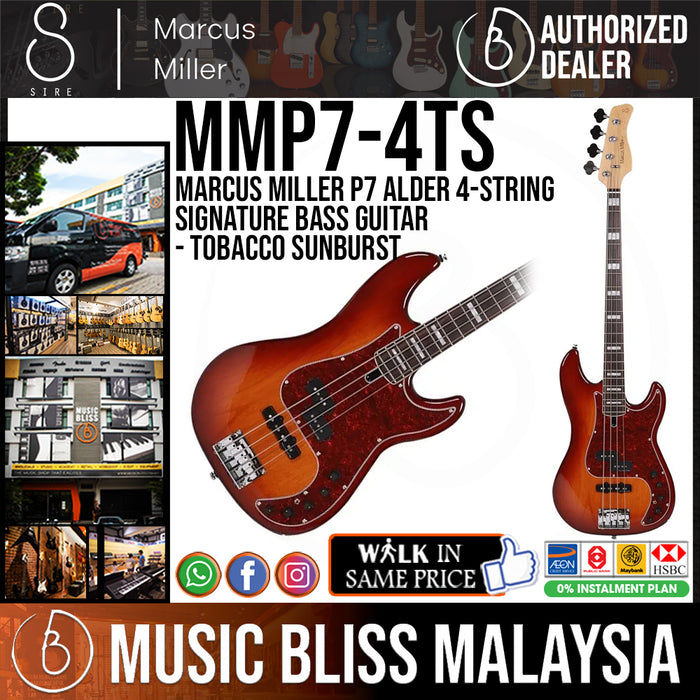 Sire (2nd Gen) Marcus Miller P7 Alder 4-String Signature Bass Guitar - Tobacco Sunburst - Music Bliss Malaysia
