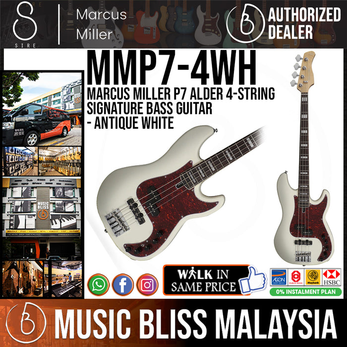Sire (2nd Gen) Marcus Miller P7 Alder 4-String Signature Bass Guitar - Antique White - Music Bliss Malaysia