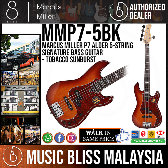 Sire (2nd Gen) Marcus Miller P7 Alder 5-String Signature Bass Guitar - Tobacco Sunburst - Music Bliss Malaysia