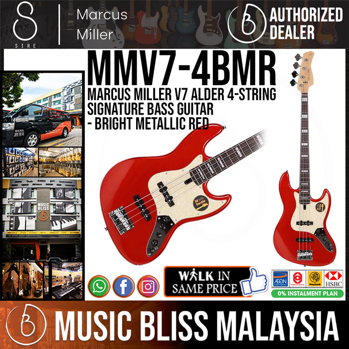 Sire (2nd Gen) Marcus Miller V7 Alder 4-String Signature Bass Guitar - Bright Metallic Red - Music Bliss Malaysia