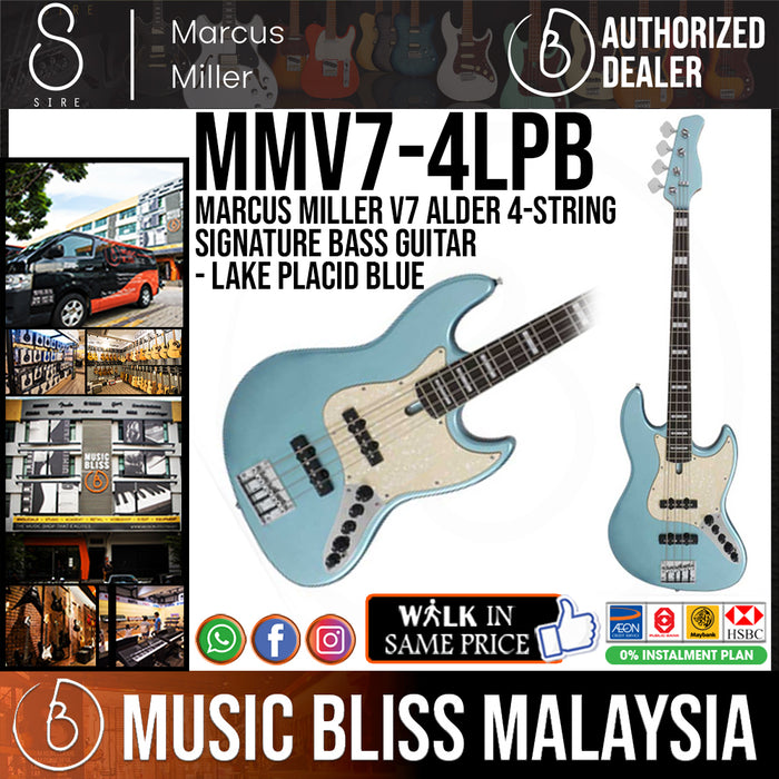 Sire (2nd Gen) Marcus Miller V7 Alder 4-String Signature Bass Guitar - Lake Placid Blue - Music Bliss Malaysia