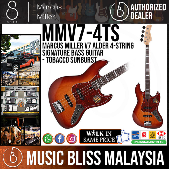 Sire (2nd Gen) Marcus Miller V7 Alder 4-String Signature Bass Guitar - Tobacco Sunburst - Music Bliss Malaysia