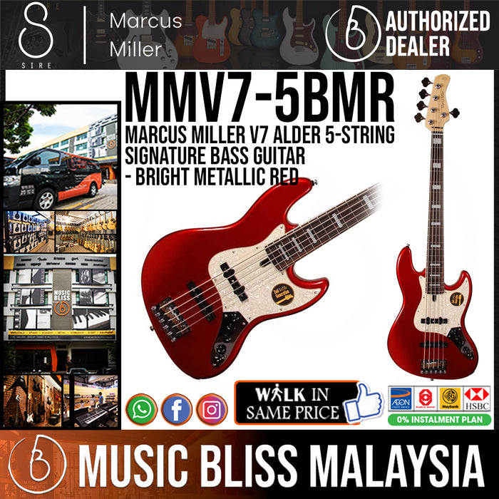 Sire (2nd Gen) Marcus Miller V7 Alder 5-String Signature Bass Guitar - Bright Metallic Red - Music Bliss Malaysia
