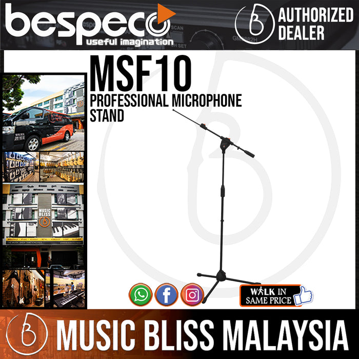 Bespeco MSF10 Professional Microphone Stand with Telescopic Boom and "Push & Roll" Mechanism (MSF-10) - Music Bliss Malaysia