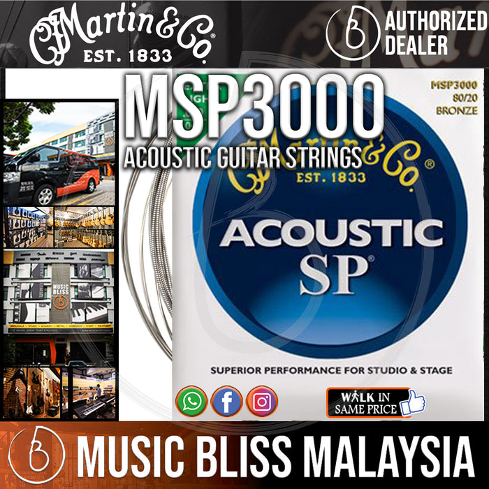 Martin MSP3000 Acoustic Guitar Strings Bronze , Extra Light, 80/20 010-047 - Music Bliss Malaysia