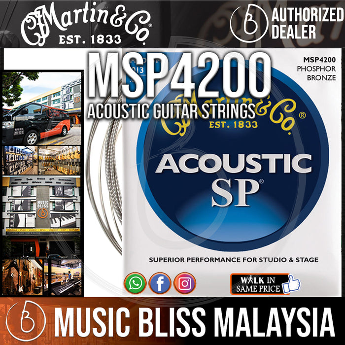Martin MSP4200 Acoustic Guitar Strings Phosphor, Medium, 92/8 013-056 - Music Bliss Malaysia