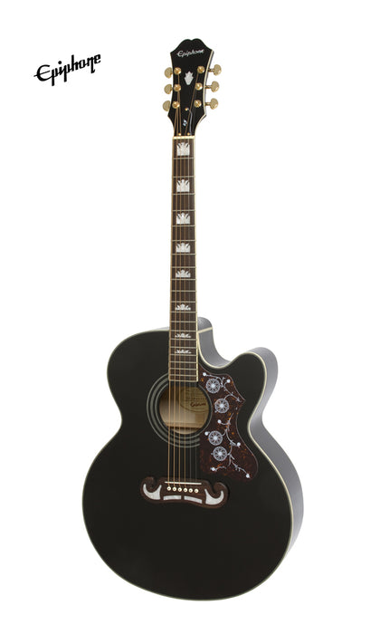 Epiphone J-200 EC Studio Acoustic-Electric Guitar - Black (J200) - Music Bliss Malaysia