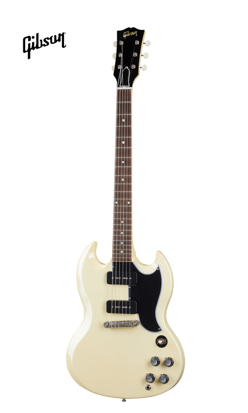 GIBSON 1963 SG SPECIAL REISSUE LIGHTNING BAR ULTRA LIGHT AGED ELECTRIC GUITAR - CLASSIC WHITE - Music Bliss Malaysia
