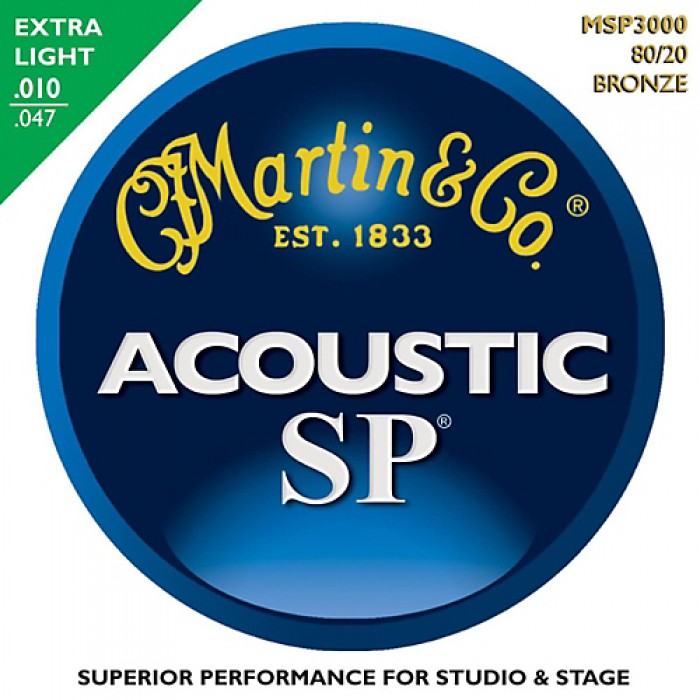 Martin MSP3000 Acoustic Guitar Strings Bronze , Extra Light, 80/20 010-047 - Music Bliss Malaysia