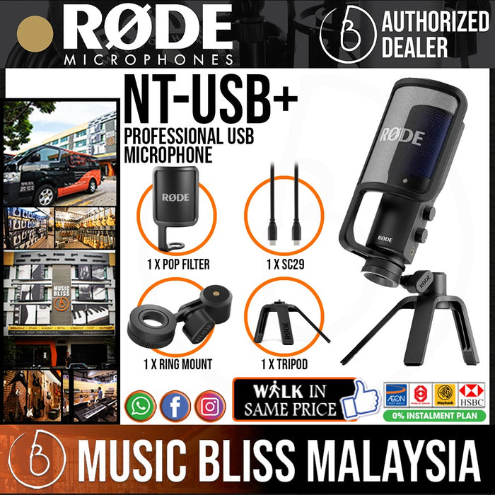 Rode NT-USB+ Professional USB Microphone (NTUSB+) [2 Years Warranty] - Music Bliss Malaysia