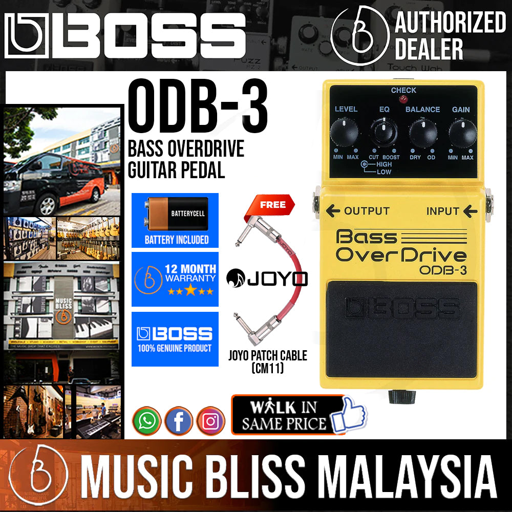 BOSS BASS OVERDRIVE ODB-3 BOSS ODB-3 Bass Overdrive Pedal w Pig 9V