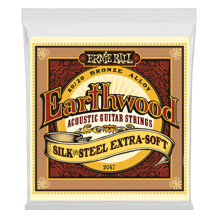 Ernie Ball 2047 Earthwood Silk & Steel Ultra Light+ 80/20 Bronze Acoustic (10-50) - Music Bliss Malaysia