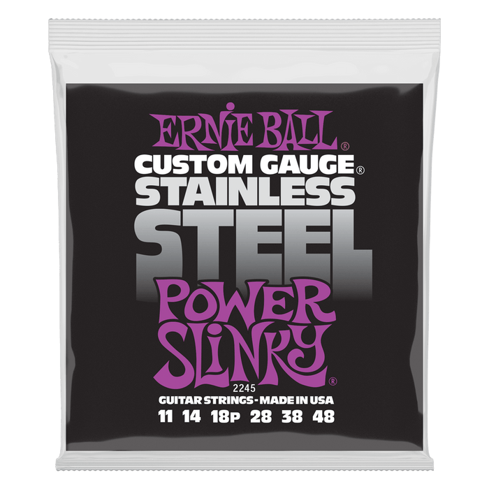 Ernie Ball 2245 Power Slinky Stainless Steel Wound Electric Guitar Strings (11-48) - Music Bliss Malaysia