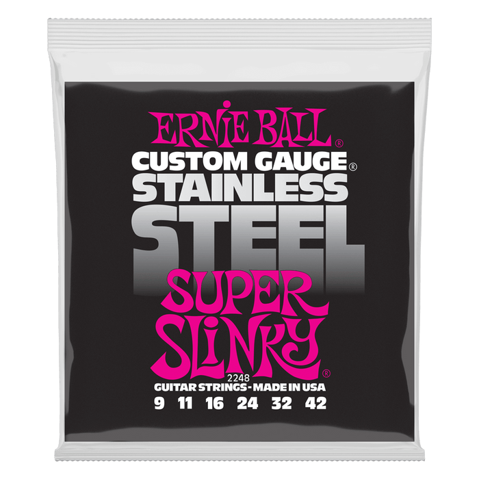 Ernie Ball 2248 Super Slinky Stainless Steel Wound Electric Guitar Strings (9-42) - Music Bliss Malaysia