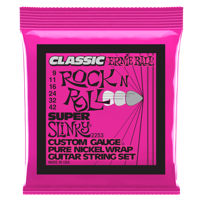 Ernie Ball 2253 Super Slinky Classic Rock N Roll Electric Guitar Strings (9-42) - Music Bliss Malaysia