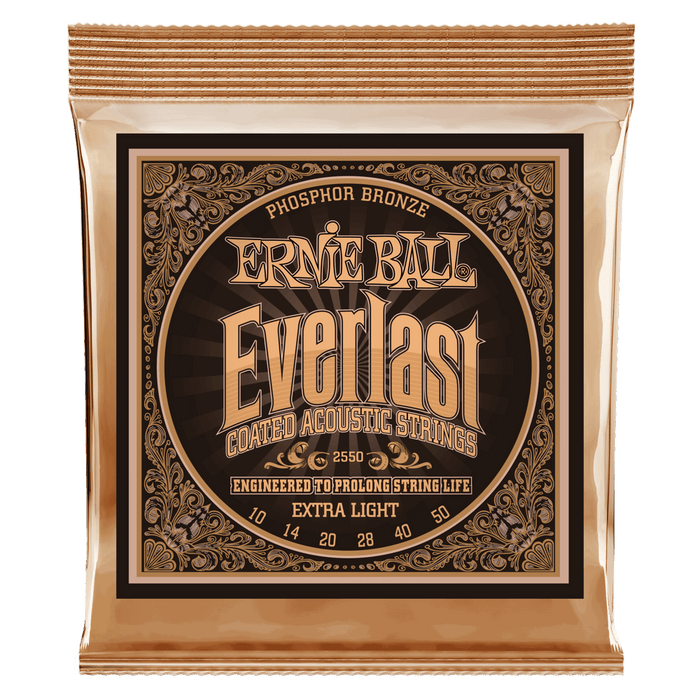 Ernie Ball 2550 Extra Light Everlast Coated Phosphor Bronze Acoustic Strings (10-50) - Music Bliss Malaysia
