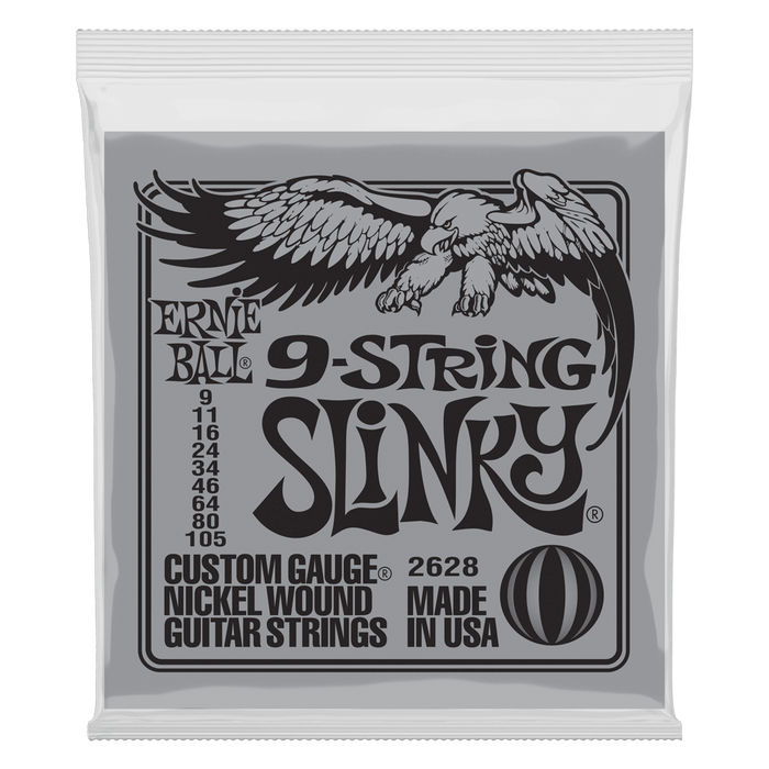 Ernie Ball 2628 Regular Slinky 9-string Nickel Wound Electric Guitar Strings (9-105) - Music Bliss Malaysia