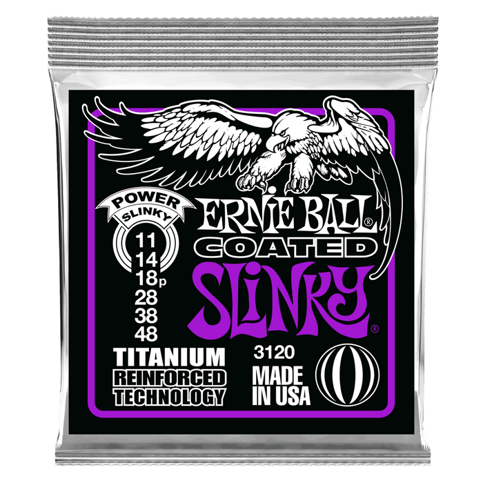 Ernie Ball 3120 Coated Titanium Power Slinky Electric Guitar Strings (11-48) - Music Bliss Malaysia